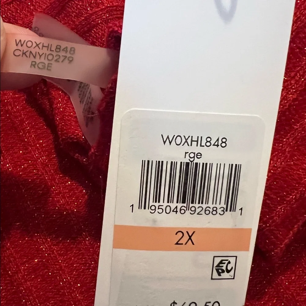 Calvin Klein Shimmer Red Scoop Neck Tunic Sweater Size 2X W0XHL848 - Picture 12 of 14